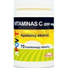 APOVIT vitaminas C, apelsinų skonio, 200 mg N70