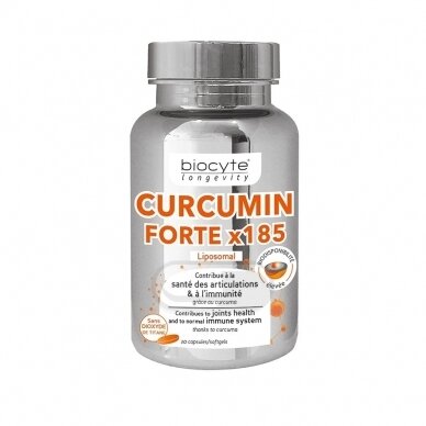BIOCYTE "CURCUMIN FORTE x185" su liposominiu dažinės ciberžolės ekstraktu ir vitaminu E, N30 BIOCYTE "CURCUMIN FORTE x185" su liposominiu dažinės ciberžolės ekstraktu ir vitaminu E, N30