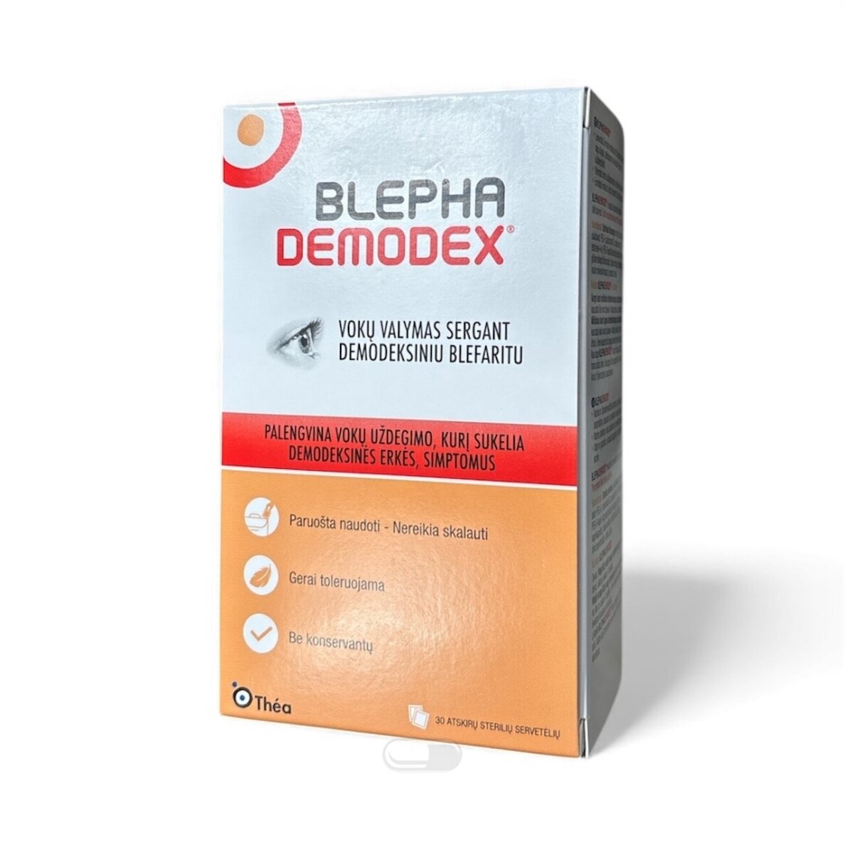 BLEPHADEMODEX valomosios akių vokų servetėlės N30 BLEPHADEMODEX valomosios akių vokų servetėlės N30