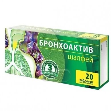 BRONCHOAKTIV ŠALAVIJAS 20TAB. Maisto papildas BRONCHOAKTIV ŠALAVIJAS 20TAB. Maisto papildas