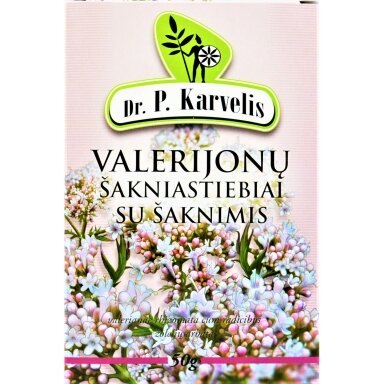 DR. P. KARVELIS VALERIJONŲ ŠAKNIASTIEBIAI SU ŠAKNIMIS, žolelių arbata, 50 g