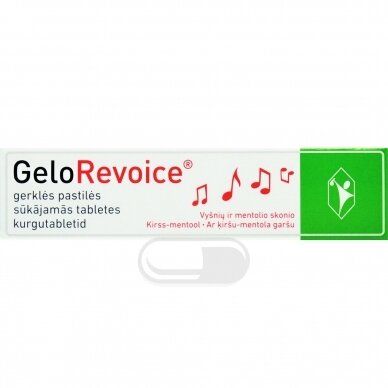 GELOREVOICE gerklės pastilės, vyšnių ir mentolio skonio, N20 GELOREVOICE gerklės pastilės, vyšnių ir mentolio skonio, N20
