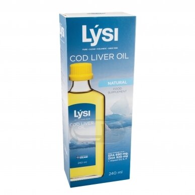 Lysi COD LIVER OIL - natūralūs žuvų taukai, 240ml Lysi COD LIVER OIL - natūralūs žuvų taukai, 240ml