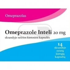Omeprazole Inteli 20 mg skrandyje neirios kietosios kapsulės, N14