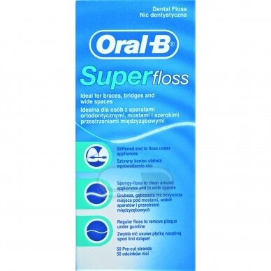 Oral-B Superfloss 50m Siūlai tarpdančiams valyti