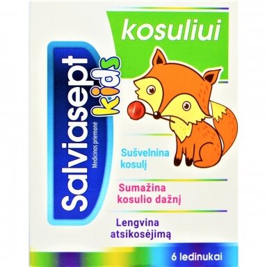 SALVIASEPT KIDS, ledinukai nuo kosulio, 6 vnt